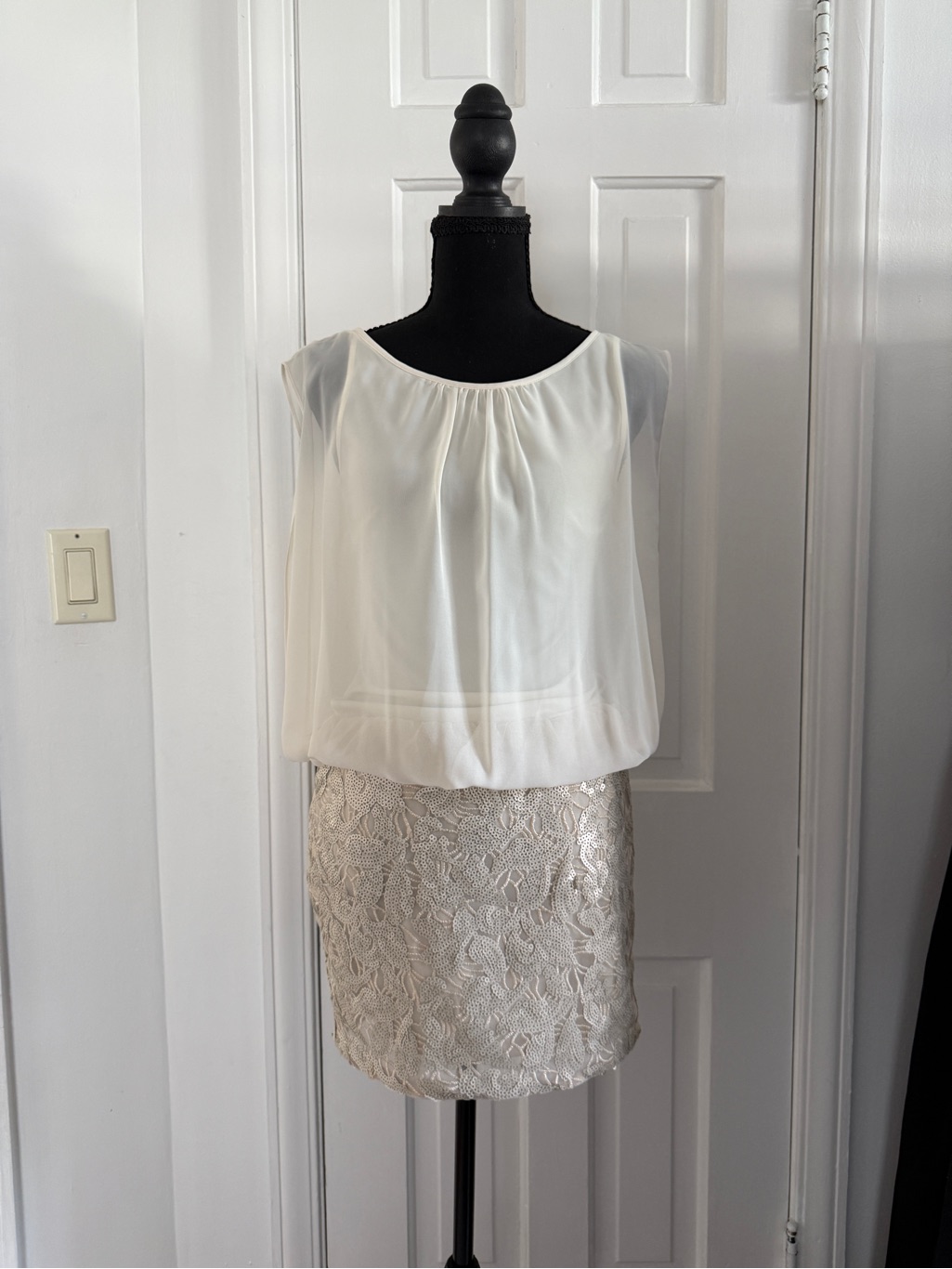 Aidan By Aidan Mattox Cream Satin Dress Top